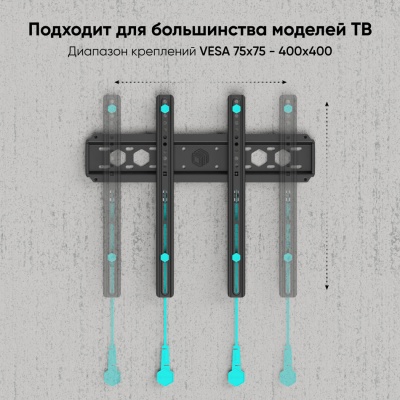 Кронштейн для телевизора Onkron FM5 настенный, фиксированный, 32-65 дюйма, черный Кронштейн для телевизора Onkron FM5 настенный, фиксированный, 32-65 дюйма, черный